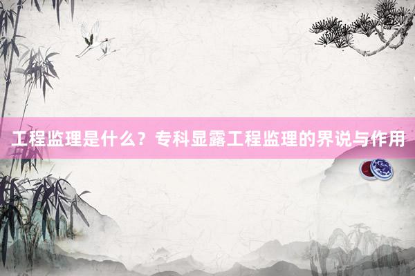 工程监理是什么？专科显露工程监理的界说与作用