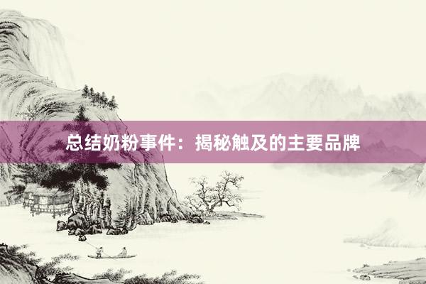 总结奶粉事件：揭秘触及的主要品牌